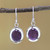 Amethyst and Sterling Silver Dangle Earrings from India 'Haloed Purple'