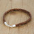 Leather Braided Wristband Bracelet in Mahogany from Thailand 'Style and Strength in Mahogany'