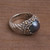 Blue Cultured Pearl Cocktail Ring with Floral Motifs 'Dusky Daisy'
