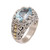 Handmade Sterling Silver and Blue Topaz Single Stone RIng 'Ornate Majesty'