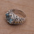 Handmade Sterling Silver and Blue Topaz Single Stone RIng 'Ornate Majesty'
