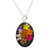 Oval Natural Flower Pendant Necklace from Mexico 'Colorful Bouquet'