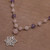 Floral Rose Quartz and Amethyst Pendant Necklace from Bali 'Unity in Meditation'