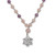 Floral Rose Quartz and Amethyst Pendant Necklace from Bali 'Unity in Meditation'