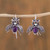 Amethyst and Cultured Pearl Sterling Silver Beetle Earrings 'Makech'