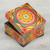 Petite Pinewood Decoupage Box with Huichol Icons 'Huichol Mandala'