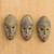 Artisan Crafted Small Wood Masks with Glass Beads Set of 3 'Wise Counsel'