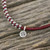 Hand Crafted Cord Bracelet in Red with 950 Silver 'Bohemian Life in Crimson'