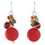 Red Calcite and Glass Bead Dangle Earrings from Thailand 'Red Circles'