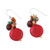 Red Calcite and Glass Bead Dangle Earrings from Thailand 'Red Circles'