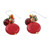 Red Calcite and Glass Bead Dangle Earrings from Thailand 'Red Circles'