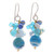 Blue Quartz and Glass Bead Dangle Earrings from Thailand 'Lovely Blend in Blue'