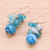 Blue Quartz and Glass Bead Dangle Earrings from Thailand 'Lovely Blend in Blue'