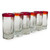 Hand Blown Tequila Glasses Set of 6 Red Rim Mexico 'Ruby Shot'