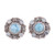 Button Earrings with Larimar and Blue Topaz from India 'Transcendent Sky'
