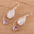 Dangle Earrings with Rainbow Moonstone and Amethyst 'Marquise Marriage'