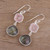 Labradorite and Rose Quartz Silver Dangle Earrings 'Rosy Dusk'