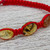 Red Nylon Braided Bracelet with Amber Beads from Mexico 'Amber Passion'