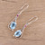 Indian Blue Topaz and Ruby Sterling Silver Dangle Earrings 'Enthralling Sky'