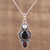 Onyx Garnet and Cultured Pearl Pendant Necklace from India 'Midnight Wonder'