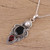 Onyx Garnet and Cultured Pearl Pendant Necklace from India 'Midnight Wonder'