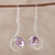 8 Carat Amethyst and Polished Silver Dangle Earrings 'Cool Sabarmati'