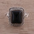 Bezel Set Onyx and Sterling Silver Cocktail Ring 'Block Party'