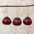 Artisan Crafted Dried Gourd Red Owl Ornaments set of 3 'Night Watchmen'