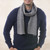 Handwoven Grey Herringbone 100 Alpaca Scarf for Men 'Grey Herringbone'