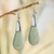 Pale Green Jade and Sterling Silver Teardrop Dangle Earrings 'Subtle Dewdrops'