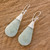 Pale Green Jade and Sterling Silver Teardrop Dangle Earrings 'Subtle Dewdrops'