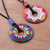Hand Painted Pink and Blue Ceramic Pendant Necklaces pair 'You and I'