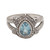 Blue Topaz and Sterling Silver Solitaire Ring from Bali 'Crown of Celuk'