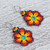Glass Beaded Floral Dangle Earrings from Mexico 'Flowers of Color'