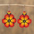 Glass Beaded Floral Dangle Earrings in Red from Mexico 'Blazing Flowers'