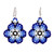 Glass Beaded Floral Dangle Earrings in Blue from Mexico 'Royal Flowers' Glass Beaded Floral Dangle Earrings in Blue from Mexico 'Royal Flowers'