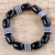 Black and White Recycled Beaded Glass Stretch Bracelet 'Maame'