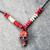 Sese Wood Skull Beaded Pendant Necklace from Ghana 'Adventurous Skull'