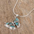 Composite Turquoise and Sterling Silver Butterfly Necklace 'Happiness Soars'