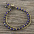 Handmade Lapis Lazuli Brass Beaded Bracelet with Loop 'Valley of Lapis'