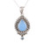 Handcrafted Blue Chalcedony Pendant Necklace from India 'Soul's Serenity'