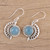 Handmade 925 Sterling Silver Blue Chalcedony Earrings India 'Crescent Flower'