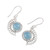 Handmade 925 Sterling Silver Blue Chalcedony Earrings India 'Crescent Flower'