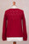 Crimson Baby Alpaca Cardigan Sweater with Pointelle Knit 'Sweet Mystique in Crimson'