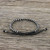 Artisan Crafted Cord Bracelet with 950 Silver Beads 'Endeavor in Black'