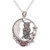 Handmade 925 Sterling Silver Garnet Owl Pendant Necklace 'Owl's Night'