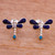 Lapis Lazuli and Chrysocolla Dragonfly Earrings from Peru 'Night Dragonflies'