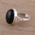 Artisan Handmade 925 Sterling Silver Onyx Cocktail Ring 'Evening Stars'