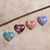 Hand Painted Ceramic Heart-Shaped Ornaments Set of 4 'Love Quartet'