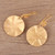 Handmade 22k Gold Plated Sterling Silver Disc Shape Earrings 'Lustrous Discus'